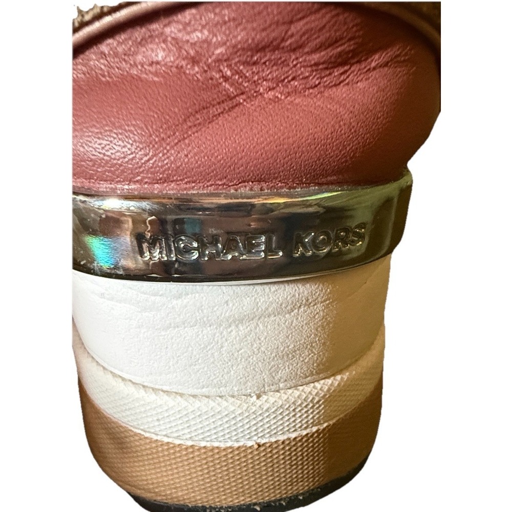 Michael Kors Georgie Mixed Media Trainers Womens 6.5 Pink Cream Wedge - Picture 8 of 13